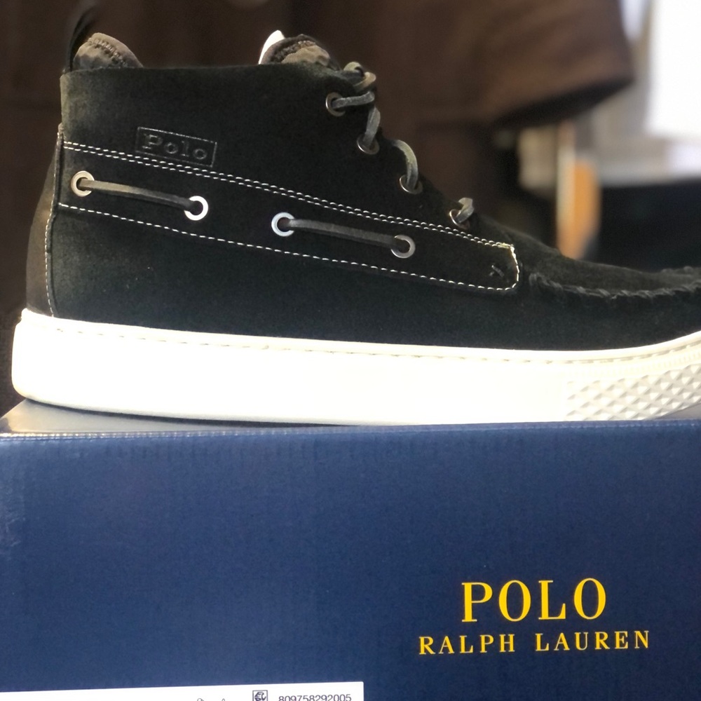 Polo Ralph Lauren Chukka 100 Black Leather Suede Sneaker Boots